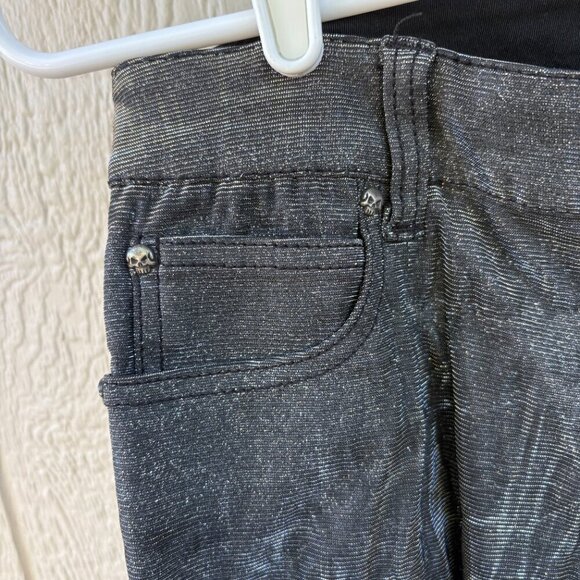 Tripp NYC Glitter Pants Women's 27 Back Silver Grunge Emo Goth Skull Party NYE - Picture 4 of 11